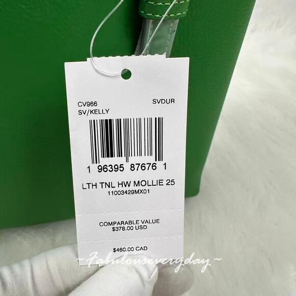 Coach Mollie Tote Bag 25 Crossbody In Leather/Kelly Green CV966 NWT - Picture 4 of 9